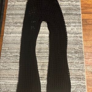Casual Black Flared Knit Pants